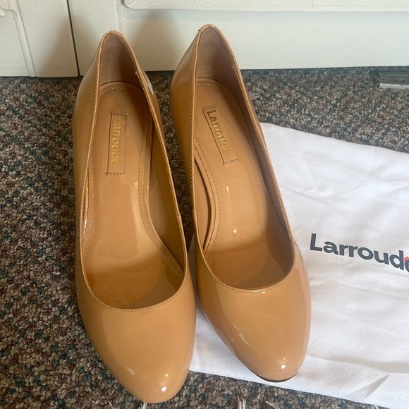 LARROUDE Patent Leather Michelle Lo stiletto Pumps shoes 6.5M - Picture 3 of 9